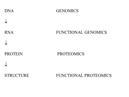 DNAGENOMICS  RNAFUNCTIONAL GENOMICS  PROTEIN PROTEOMICS  STRUCTUREFUNCTIONAL PROTEOMICS.
