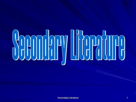 Secondary Literature 1. 2 Introduction Secondary literature indexingabstracting Primary literature services.