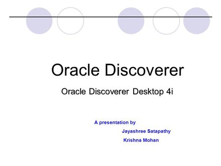 Oracle Discoverer Desktop 4i