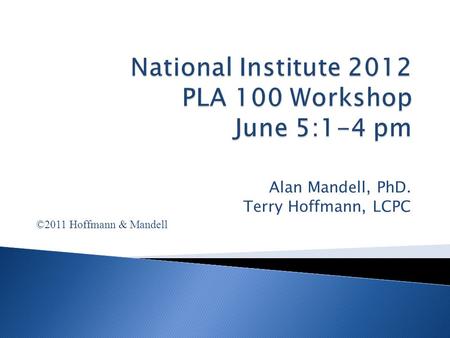 Alan Mandell, PhD. Terry Hoffmann, LCPC ©2011 Hoffmann & Mandell.