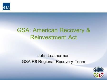 GSA: American Recovery & Reinvestment Act