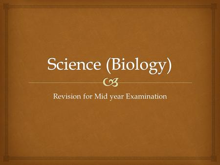 Revision for Mid year Examination