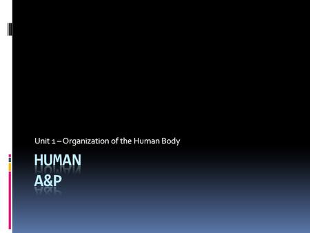 Unit 1 – Organization of the Human Body