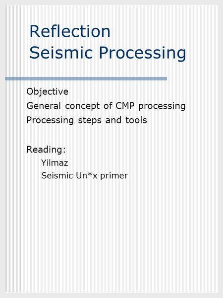 Reflection Seismic Processing