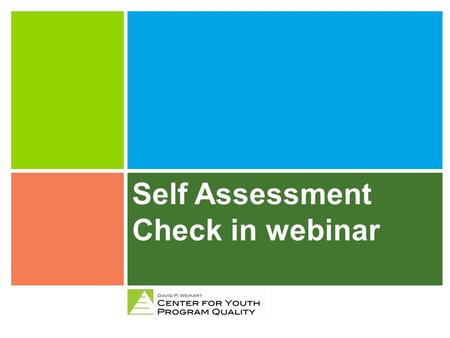 Self Assessment  Check in webinar