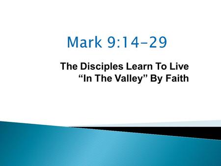 The Disciples Learn To Live “In The Valley” By Faith.