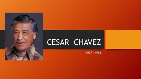 CESAR CHAVEZ 1927 - 1993. Cesar Chavez spent the first ten years of his life on a small farm near Yuma, Arizona. His family and most of the Mexican American.