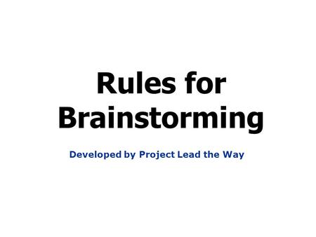 Rules for Brainstorming