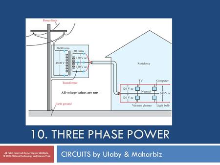 10. THREE PHASE POWER CIRCUITS by Ulaby & Maharbiz All rights reserved. Do not copy or distribute. © 2013 National Technology and Science Press.