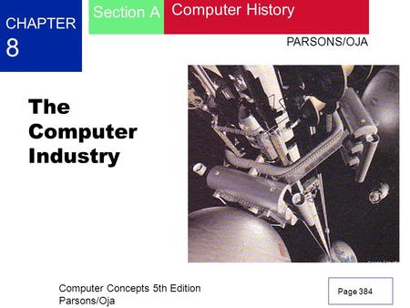 Computer Concepts 5th Edition Parsons/Oja Page 384 CHAPTER 8 Computer History Section A PARSONS/OJA The Computer Industry.