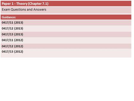 Paper 1 - Theory (Chapter 7.1) Exam Questions and Answers