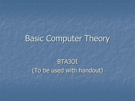 BTA3OI (To be used with handout)