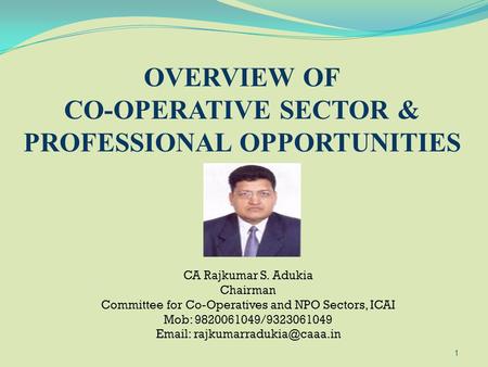 CO-OPERATIVE SECTOR & PROFESSIONAL OPPORTUNITIES