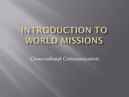 Introduction to world missions