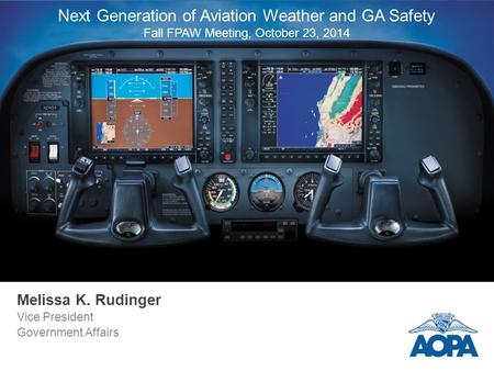 Melissa K. Rudinger Vice President Government Affairs Weather Decision Making/Priorities for Improvement Next Generation of Aviation Weather and GA Safety.