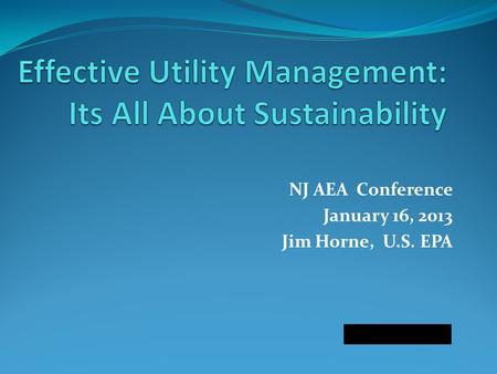 NJ AEA Conference January 16, 2013 Jim Horne, U.S. EPA.