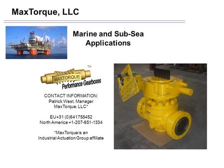 Marine and Sub-Sea Applications