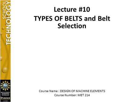 TYPES OF BELTS and Belt Selection