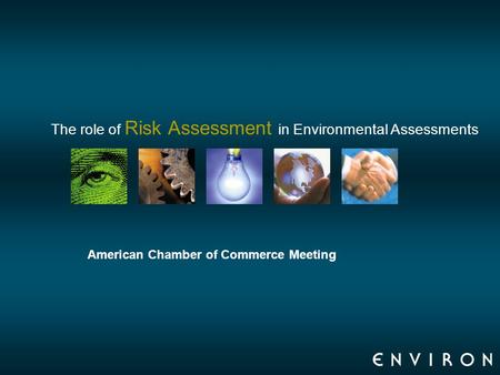 The role of Risk Assessment in Environmental Assessments American Chamber of Commerce Meeting.