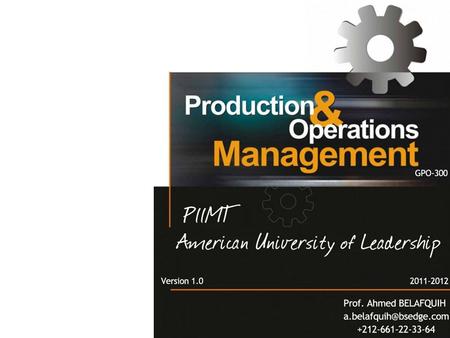 Your LogoYour own footer. Production & Operations Management Chapter : The Role of Operations Management Business Process Reengineering Inventory Management.