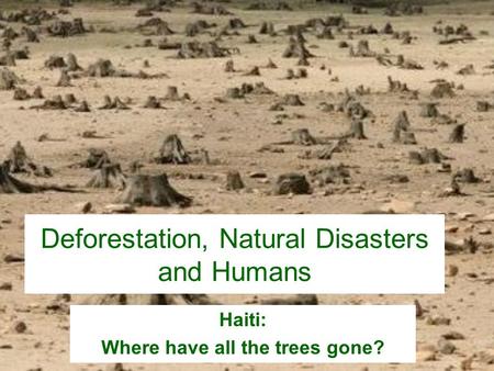 Deforestation, Natural Disasters and Humans Haiti: Where have all the trees gone?