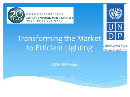 Transforming the Market to Efficient Lighting GEF/UNDP Project.
