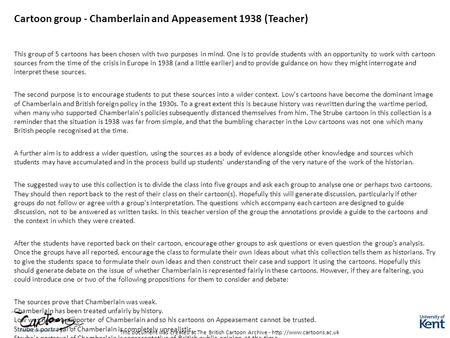 This document was created at The British Cartoon Archive -  Cartoon group - Chamberlain and Appeasement 1938 (Teacher) This group.