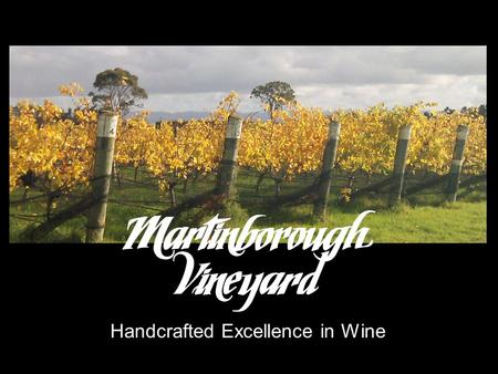 Handcrafted Excellence in Wine. CORE MESSAGE Established in 1980, Martinborough Vineyard is an icon in New Zealand winemaking history. The first to plant.