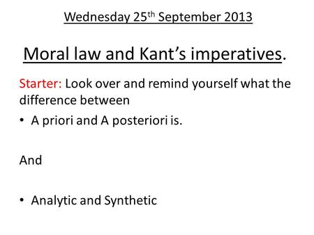 Moral law and Kant’s imperatives.
