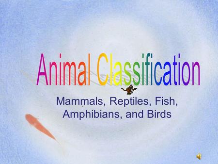 Mammals, Reptiles, Fish, Amphibians, and Birds