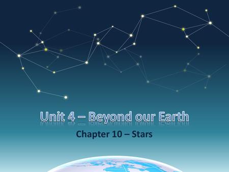 Chapter 10 – Stars. God created the Sun, Moon, and stars on the fourth day of Creation. Gen1:14-16 14 And God said, “Let there be lights in the vault.