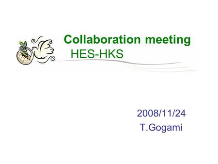 Collaboration meeting HES-HKS 2008/11/24 T.Gogami.