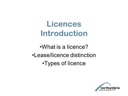 Licences Introduction