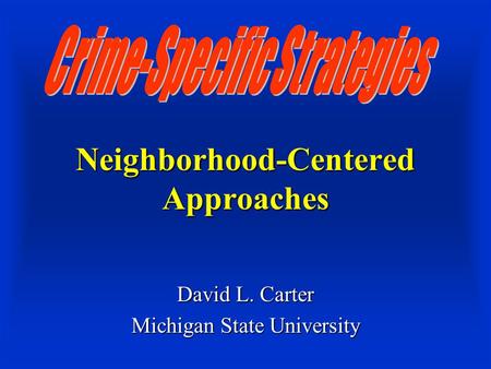 Neighborhood-Centered Approaches David L. Carter Michigan State University.