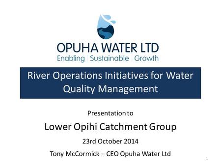 River Operations Initiatives for Water Quality Management