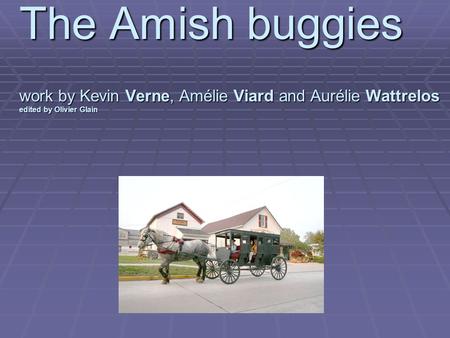 The Amish buggies work by Kevin Verne, Amélie Viard and Aurélie Wattrelos edited by Olivier Glain.