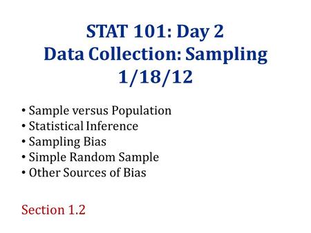 Data Collection: Sampling