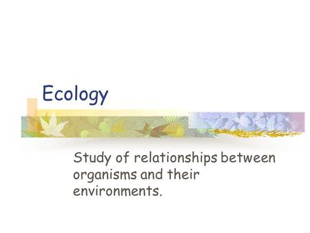 Study of relationships between organisms and their environments.