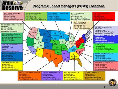 311 th ESC, Los Angeles, CA Joshua Oh BB 910-354-0494 Office Program Support Managers (PSMs) Locations 0 ND 209 th CS GP, Belton,