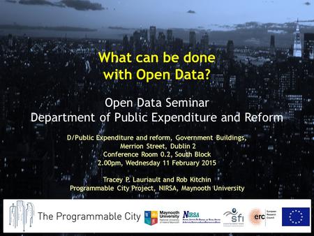 D/Public Expenditure and reform, Government Buildings, Merrion Street, Dublin 2 Conference Room 0.2, South Block 2.00pm, Wednesday 11 February 2015 Tracey.