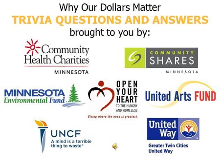 Why Our Dollars Matter TRIVIA QUESTIONS AND ANSWERS brought to you by: