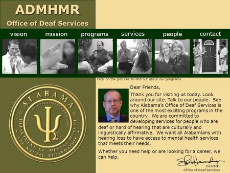 vision mission programs services people contact Dear Friends,