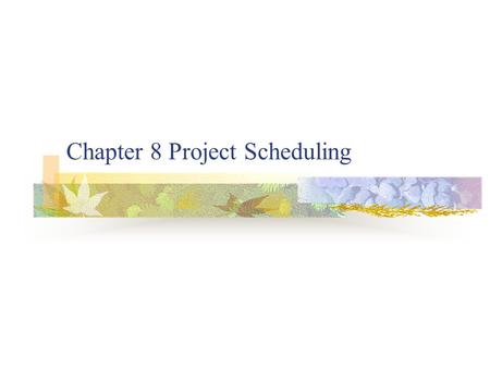 Chapter 8 Project Scheduling