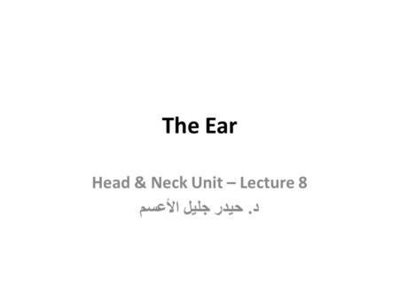 Head & Neck Unit – Lecture 8 د. حيدر جليل الأعسم
