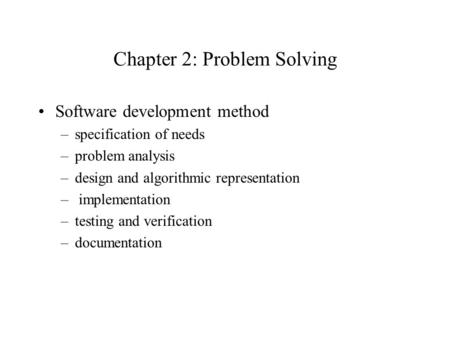 Chapter 2: Problem Solving