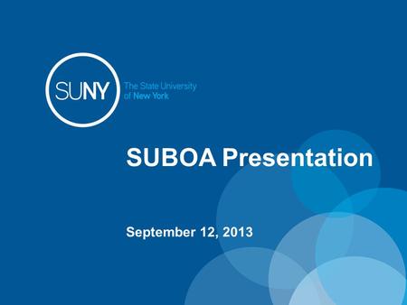 SUBOA Presentation September 12, 2013. 2014/15 Budget Request.