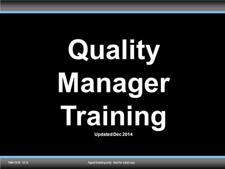 Quality Manager Training