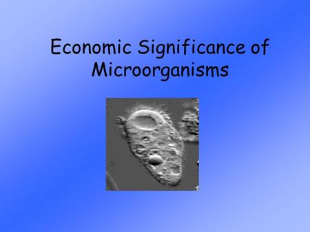 Economic Significance of Microorganisms Microorganisms Microorganisms are small living things that can only be seen under high power microscope. Microorganisms.