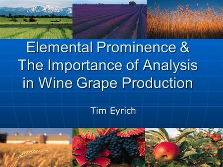 Elemental Prominence & The Importance of Analysis in Wine Grape Production Tim Eyrich.