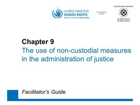 In cooperation with the Chapter 9 The use of non-custodial measures in the administration of justice Facilitator’s Guide.